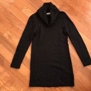 Black cowl-neck sweater dress